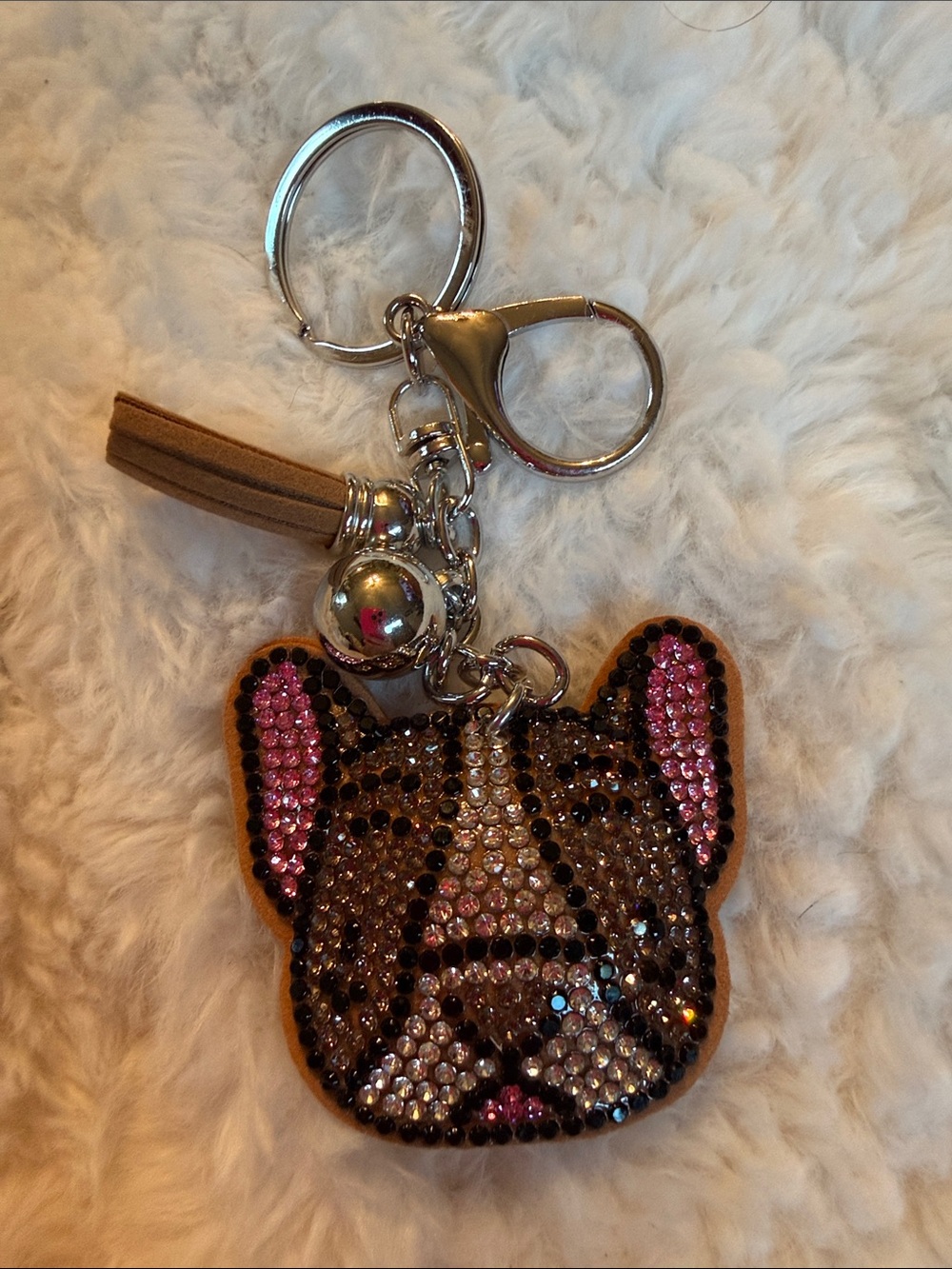 Rhinestone French Bulldog Boston Terrier Keychain Bag Charm